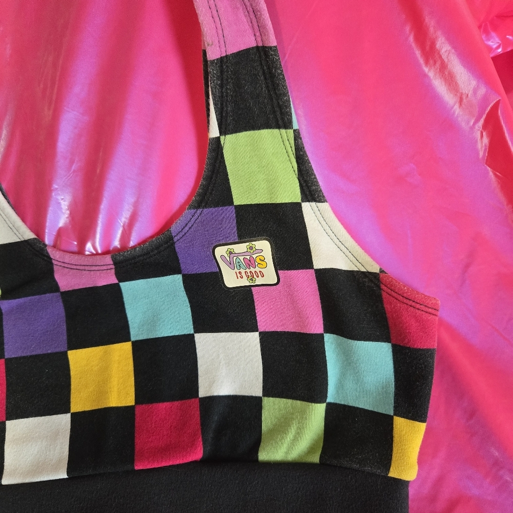 Vans Women's Checkered Crop Tank - Pink Multi